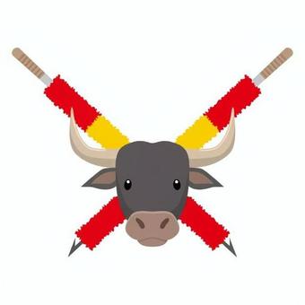 闘牛 バンデリーリャ 槍 スペイン,外国,社会,闘牛,バンデリーリャ,槍,牛,角,旗,シンボルのイラスト素材