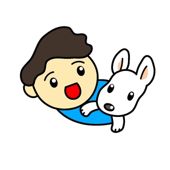 僕とかわいい犬 犬,人物,少年,生き物,ペット,子犬,動物のイラスト素材