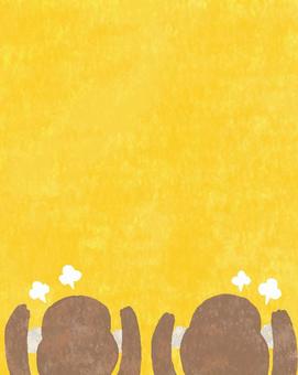 怒ったおさるさん♪ かわいい,怒る,文句,不満,不服,怒り,さる,動物,生き物,黄色のイラスト素材