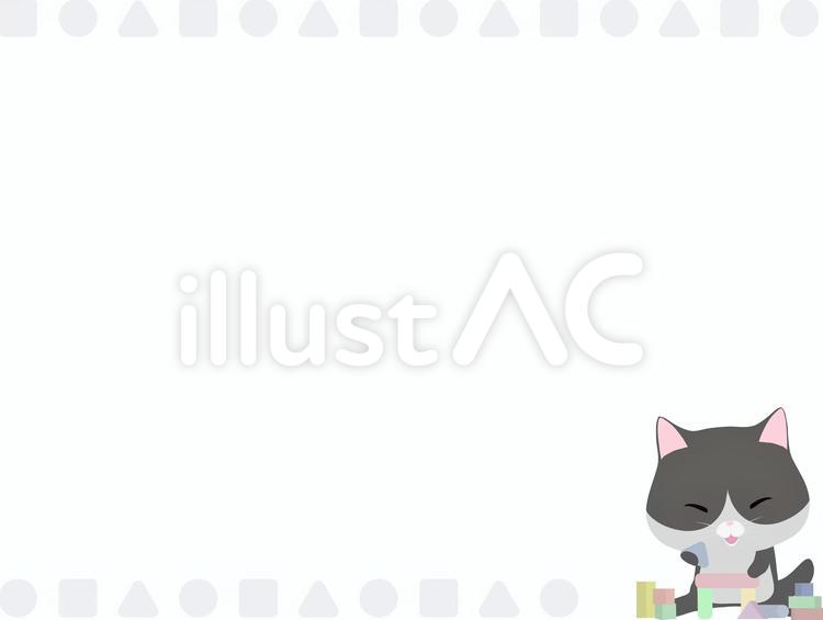 つみき_はちわれ_フレーム つみき,猫,はちわれのイラスト素材