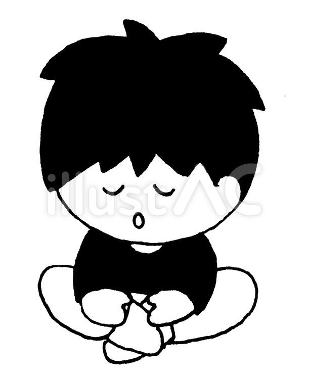 すわる　しろくろ 座る,座ってる,お座りのイラスト素材