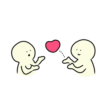 気持ちよ届け 届ける,伝える,気持ち,ハート,心,人,受け取る,コミュニケーション,意思疎通,贈るのイラスト素材