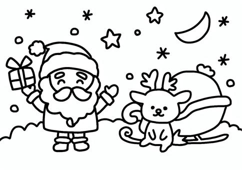 12月　冬　クリスマス　ぬりえ　サンタ 12月,冬,クリスマス,イベント,ぬりえ,サンタクロース,かわいい,イラスト,保育園,幼稚園のイラスト素材