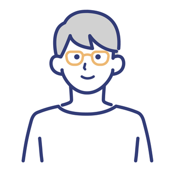 メガネをかけた男性の人物アイコン メガネ,男性,メンズ,顔,笑顔,アイコン,ベクター,イラスト,フラット,白背景のイラスト素材