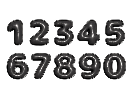 数字バルーン文字　ブラック 黒 数字,文字,価格,年齢,月齢,飾り,サプライズ,ハッピーバースデー,誕生日,おめでとうのイラスト素材