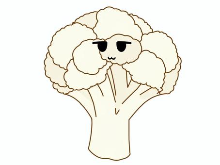 ジト目のカリフラワーアイコン 野菜,カリフラワー,淡色野菜,冬野菜,顔,かわいい,アイコン,ジト目,シンプル,手描きのイラスト素材