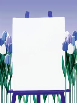 Illustration, tulip, flower, easel, 