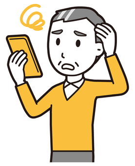 ニット中年男性(黄)-372-バスト  ニット中年男性(黄)-372-バスト スマホ,困った,おじさん,男性,中年,お父さん,パパ,シニア,ミドルエイジ,人物のイラスト素材