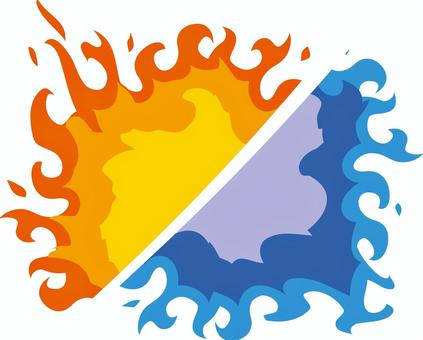 燃える対照的 燃える,炎,火,熱い,灼熱,カラー,対照的,飾りのイラスト素材