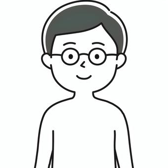 身体検査 上半身 裸_顔白-影 GLM 男性,笑顔,微笑む,からだ,はだか,肉体,身体,保健体育,性教育,人体のイラスト素材