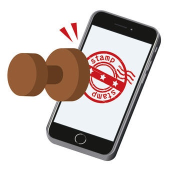 スタンプとスマホ デジタル,スタンプ,ハンコ,デジタルスタンプ,電子スタンプ,電子,スタンプラリー,スマホ,スマートフォン,携帯のイラスト素材