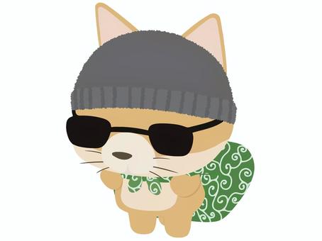 泥棒の恰好をする茶色い犬 泥棒,犬,動物,かわいい,不審者,防犯のイラスト素材