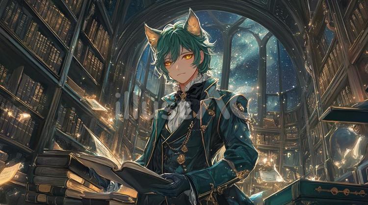 猫執事のいる図書館 アニメ,猫,執事のイラスト素材
