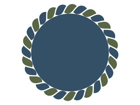 ロープ丸フレーム青モスグリーン ロープ,縄,丸,枠,フレーム,円形,囲み,装飾,青色,モスのイラスト素材