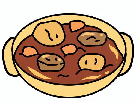 ビーフシチュー１ ビーフシチュー,食べ物,デミグラスソース,冬,洋食,シンプル,おいしい,じゃがいも,人参,牛肉のイラスト素材