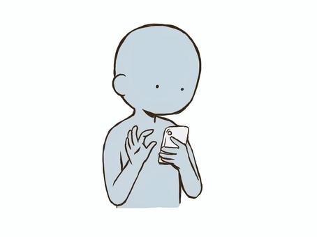スマホをいじるドローイング デッサン,人形,ラフ,ポーズ,スマホ,いじる,情報収集,検索,無表情,ドローイングのイラスト素材