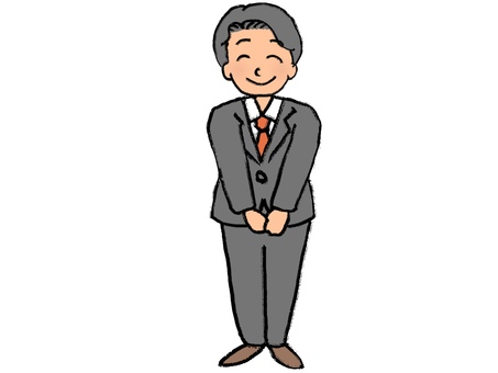 お出迎えする受付の男性(営業) 受付,お出迎え,営業,直立,男性のイラスト素材