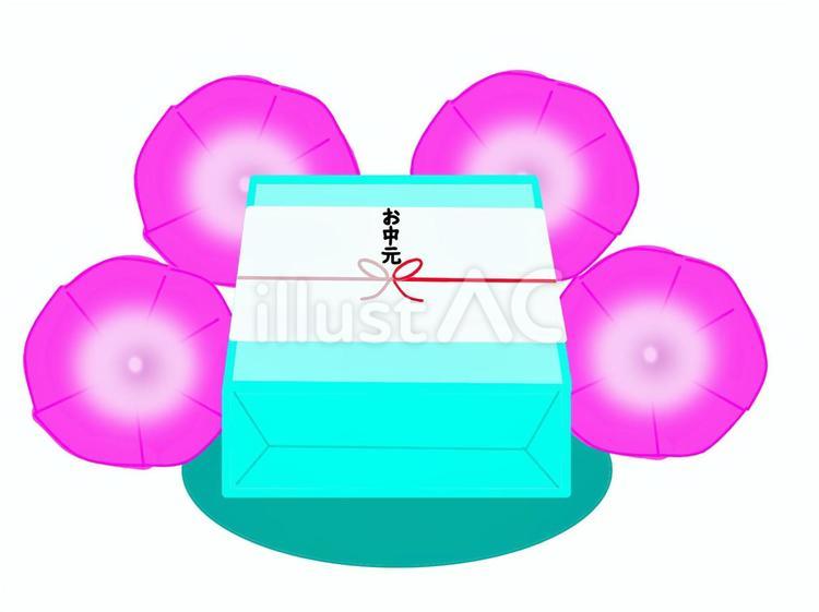 お中元ギフト箱と朝顔 お中元,朝顔,ギフトのイラスト素材
