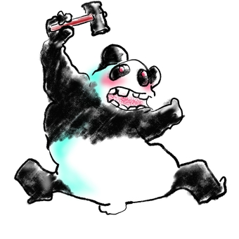 金槌持って暴れだすパンダ パンダ,金槌,暴れる,危険,犯罪,逮捕のイラスト素材
