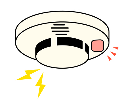 住宅用火災警報器　発報時 火災報知器,住宅用,火災警報器,発報,感知器,住警器,警報,点灯,点滅,天井のイラスト素材