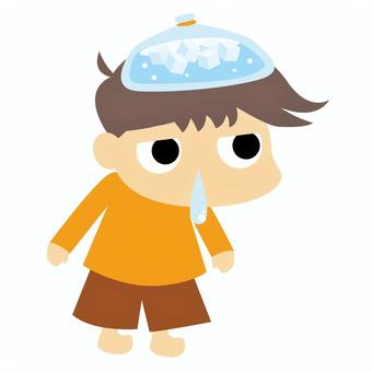 子ども風邪体調不良01_4c 子ども,風邪,体調不良,男の子,病気,イラスト,カラーのイラスト素材