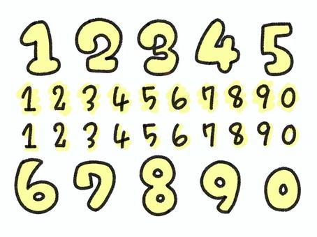 丸っこい数字(淡い黄色) 丸っこい数字(淡い黄色) 数字,ゆるい,黄色,黄,淡い,手書き,太文字,丸い,手描きのイラスト素材