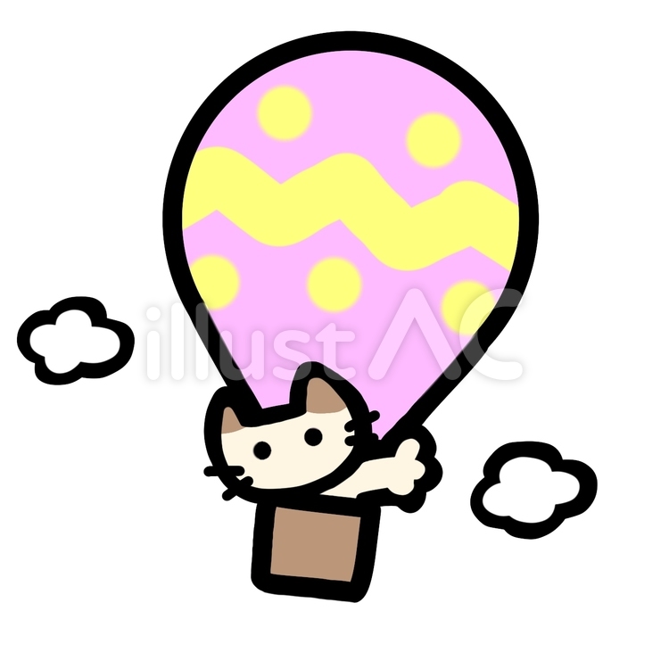 気球猫 猫,気球,乗り物のイラスト素材