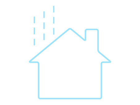 住宅・天気・環境をテーマにした家と雨粒 家,住宅,雨,アイコン,線画,天気,屋根,水色,青,ベーシックのイラスト素材