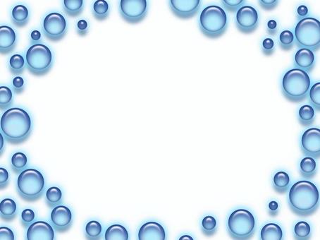 透明感のある泡の円が浮かぶフレーム素材 透明感,ガラス,泡,水,青,涼しい,爽やか,背景,フレーム,清涼感のイラスト素材