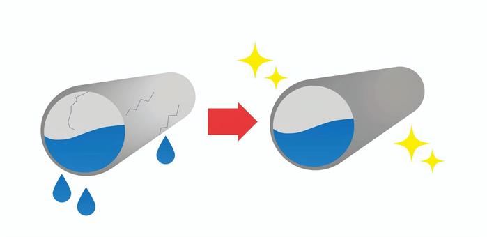 下水道管工事ビフォーアフター 下水道,工事,管,ひび割れ,修繕のイラスト素材