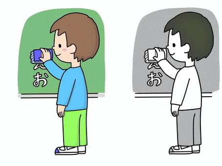 黒板を綺麗にする子 男の子,黒板,掃除,学校,係,小学生のイラスト素材