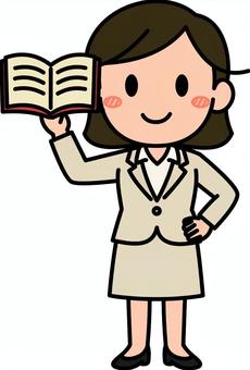 ベージュの女性の先生です。 授業,先生,シンプル,教師,学び,勉強,指導,学習,説明,学ぶのイラスト素材