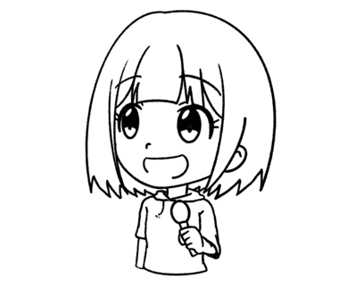 面試的女孩(畫線), JPG 和 PNG 面試的女孩(畫線), 訪問, 女孩, 話筒, JPG 和 PNG