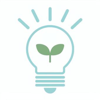 電気代節約(エコ)のイラストロゴ素材 エコ,エコロジー,sdgs,電球,電気代,節電,節約,発電,アイコン,環境のイラスト素材