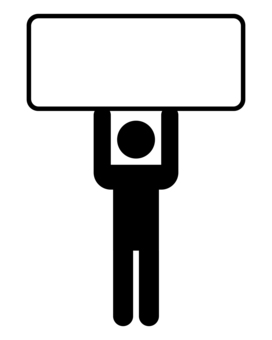 プラカードを掲げているシルエット ピクトグラム,シルエット,人間,人物,棒人間,モノクロ,ユニバーサルデザイン,イメージ,意志,意見のイラスト素材