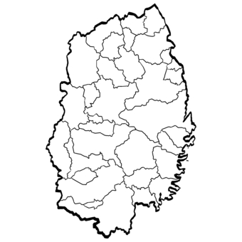 岩手県地図・市町村区分 （筆タッチ）  岩手県,岩手,地図,市町村,自治体,区分,県,東北,日本地図,筆のイラスト素材