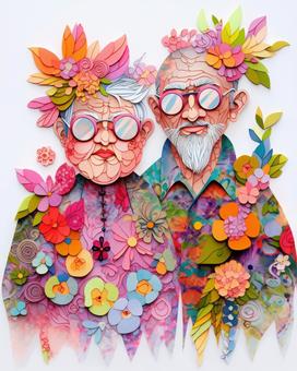 Illustration, senior citizens, male, female, 