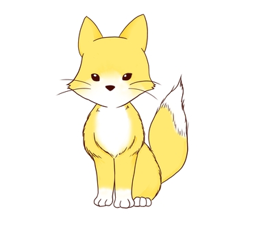 きつね　モフモフ きつね,動物,黄色,しっぽ,モフモフ,お座りのイラスト素材