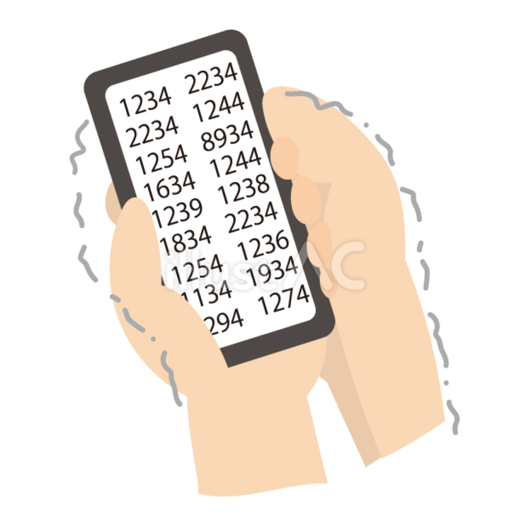 スマートフォンで震えながら受験番号を探す人の手元 手元,スマートフォン,携帯のイラスト素材