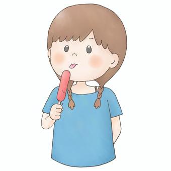 Illustration, girl, ice candy, ice, 