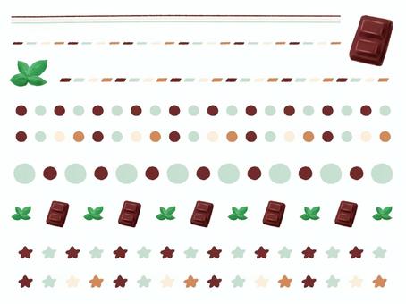 チョコミントライン チョコミント,ライン,装飾,星,手描き,手書き,丸,かわいい,シンプル,チョコのイラスト素材