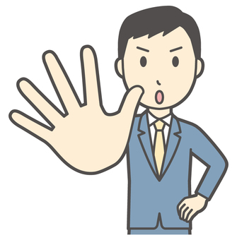  スーツ青年-017-バスト 中止,ビジネスマン,会社員,男性,サラリーマン,オフィス,ビジネス,営業マン,先生,講師のイラスト素材