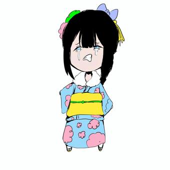 泣き顔の初詣の女の子 初詣,正月,女の子,泣き顔,着物のイラスト素材