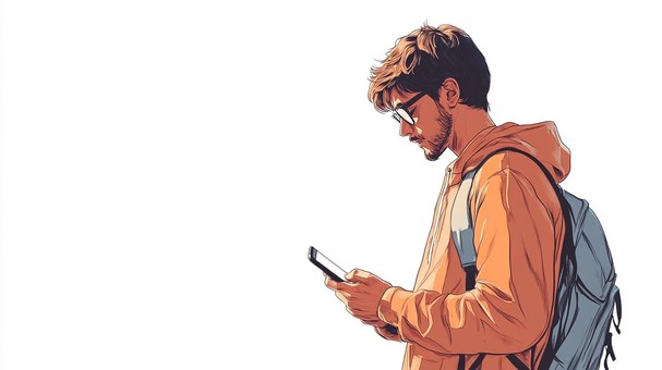 携帯を操作する男の子