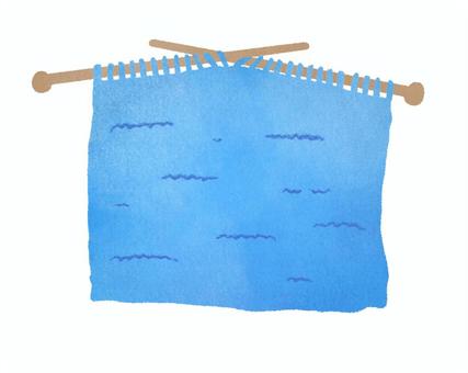 編み物（青） 編み物,毛糸,編み棒,手芸,ハンドメイドのイラスト素材