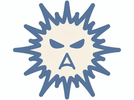 ウィルスA型のアイコン（医療・感染対策） ウイルス,細菌,感染,感染症,病原体,医療,健康,体調不良,風邪,感染対策のイラスト素材