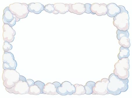 フレーム【2】 フレーム,飾り枠,囲み枠,雲,雲フレーム,ふわふわ,かわいい,やさしい,パステル,パステルカラーのイラスト素材
