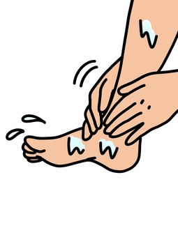 足を洗う 足,フットケア,洗う,流す,水しぶき,水滴,手洗い,シャワー,水浴び,保清のイラスト素材