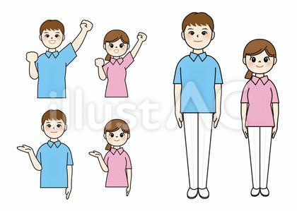 介護士の男女のイラストセット1