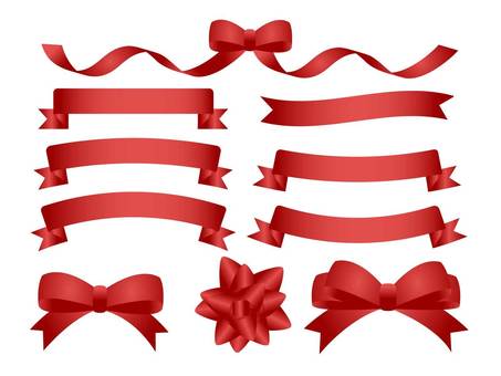 Ribbon (red) vector illustration set, JPG, PNG and AI Ribbon (red) vector illustration set, ribbon, wrapping, package, JPG, PNG and AI